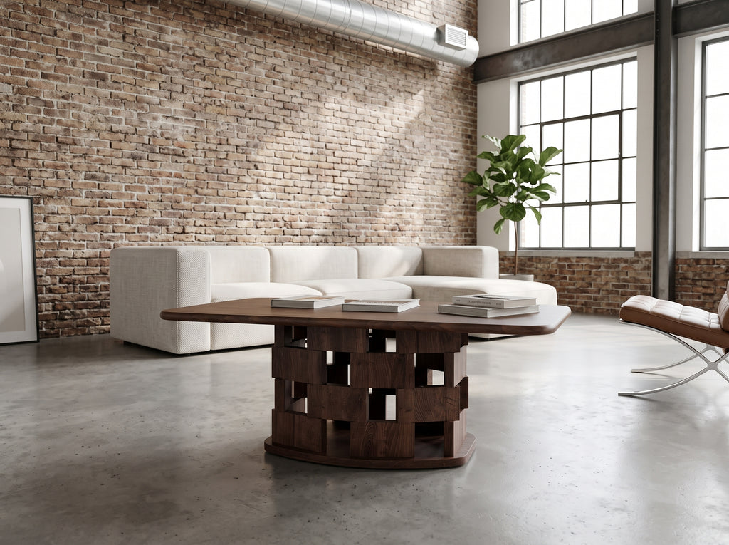 Table basse Visby, Pied sculptural ajouré
