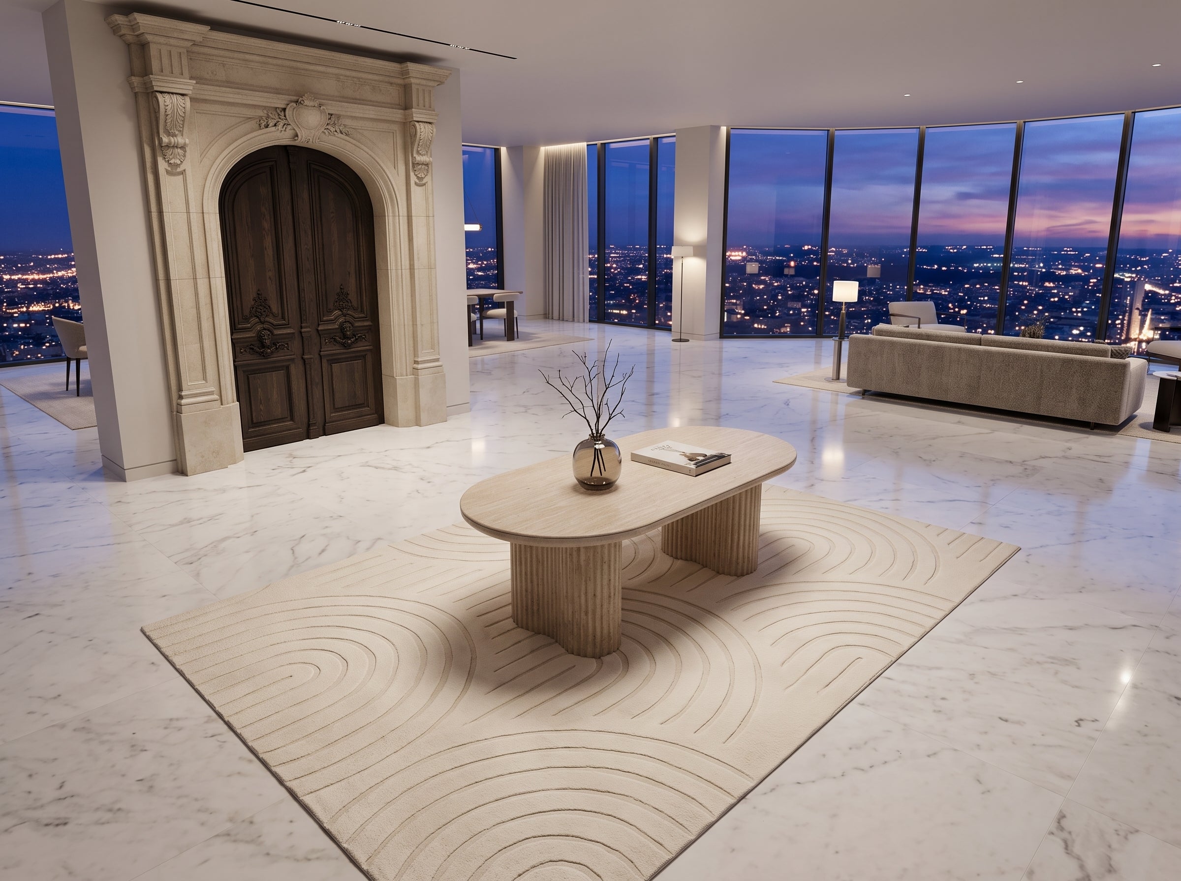 Table basse Colonna, Travertin ovale