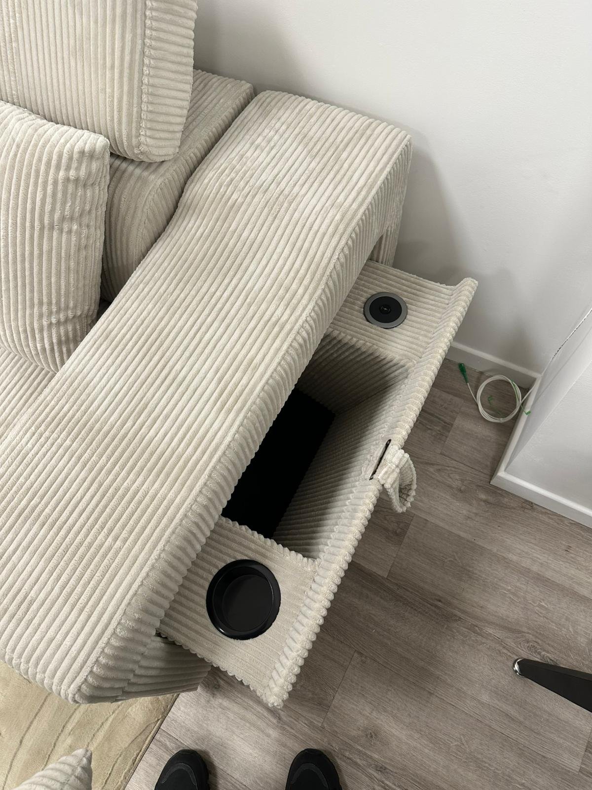 Canapé d&rsquo;Angle Convertible Bonaterra,Tissu Côtelé Beige