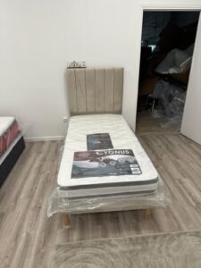 Lit Coffre 1 Place avec Tête de Lit Capitonnée – 90×190 cm