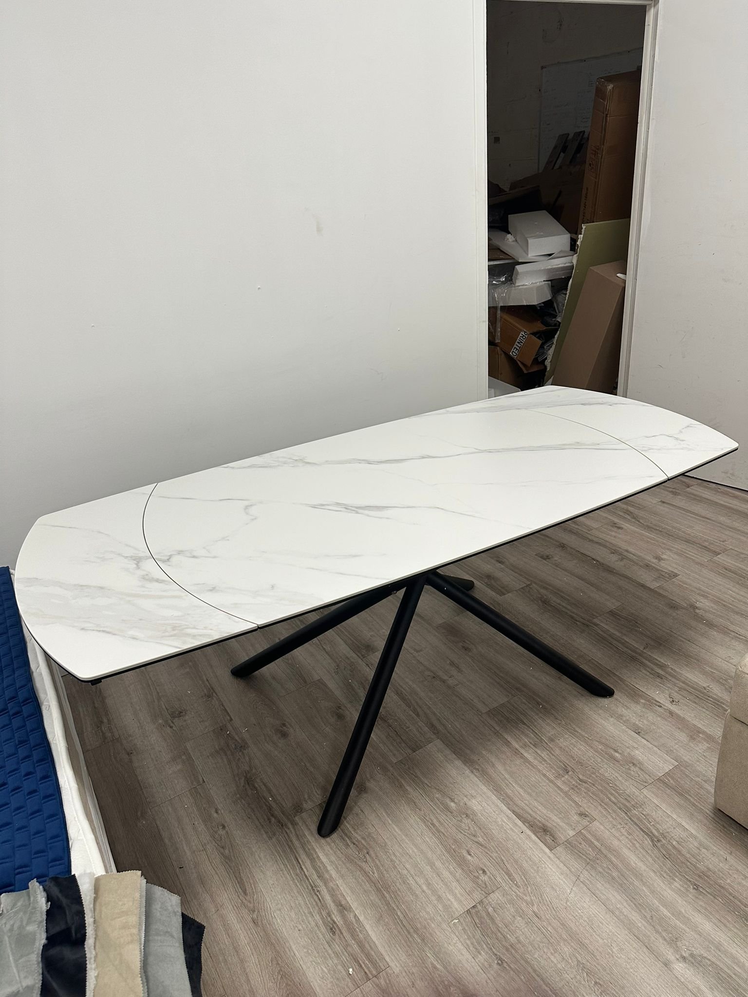 Table à Manger Extensible Céramique Effet Marbre Blanc