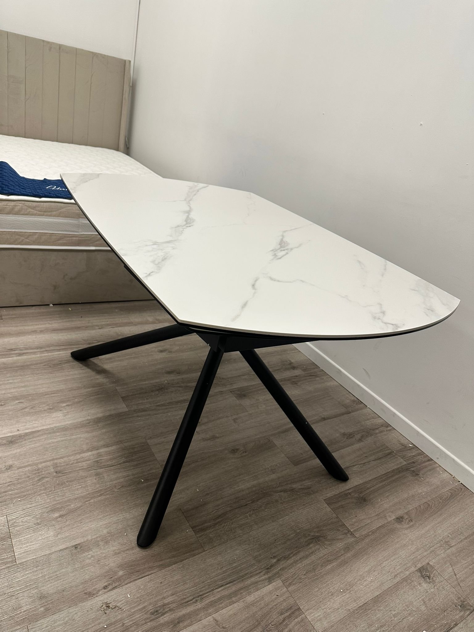 Table à Manger Extensible Céramique Effet Marbre Blanc