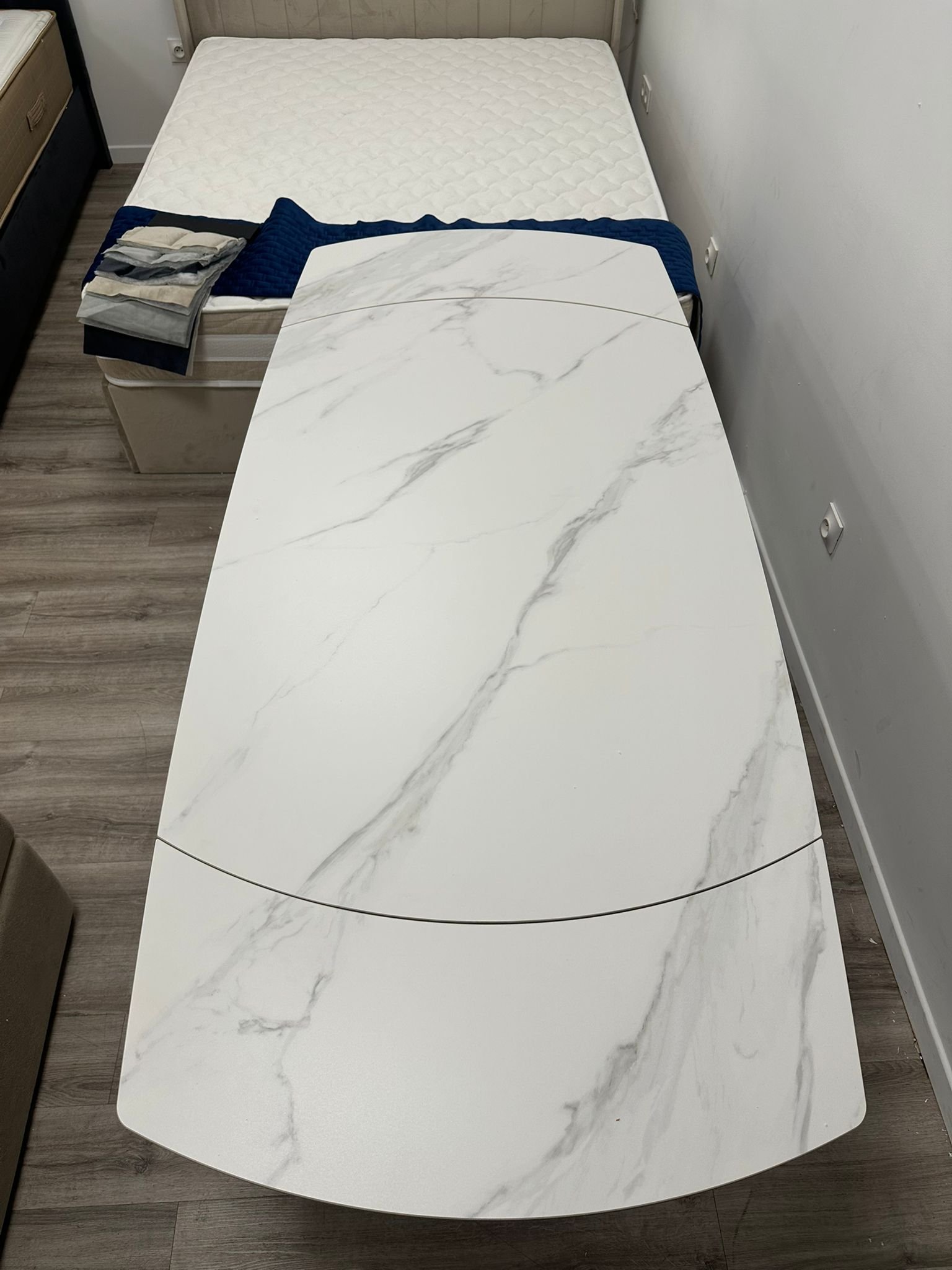 Table à Manger Extensible Céramique Effet Marbre Blanc