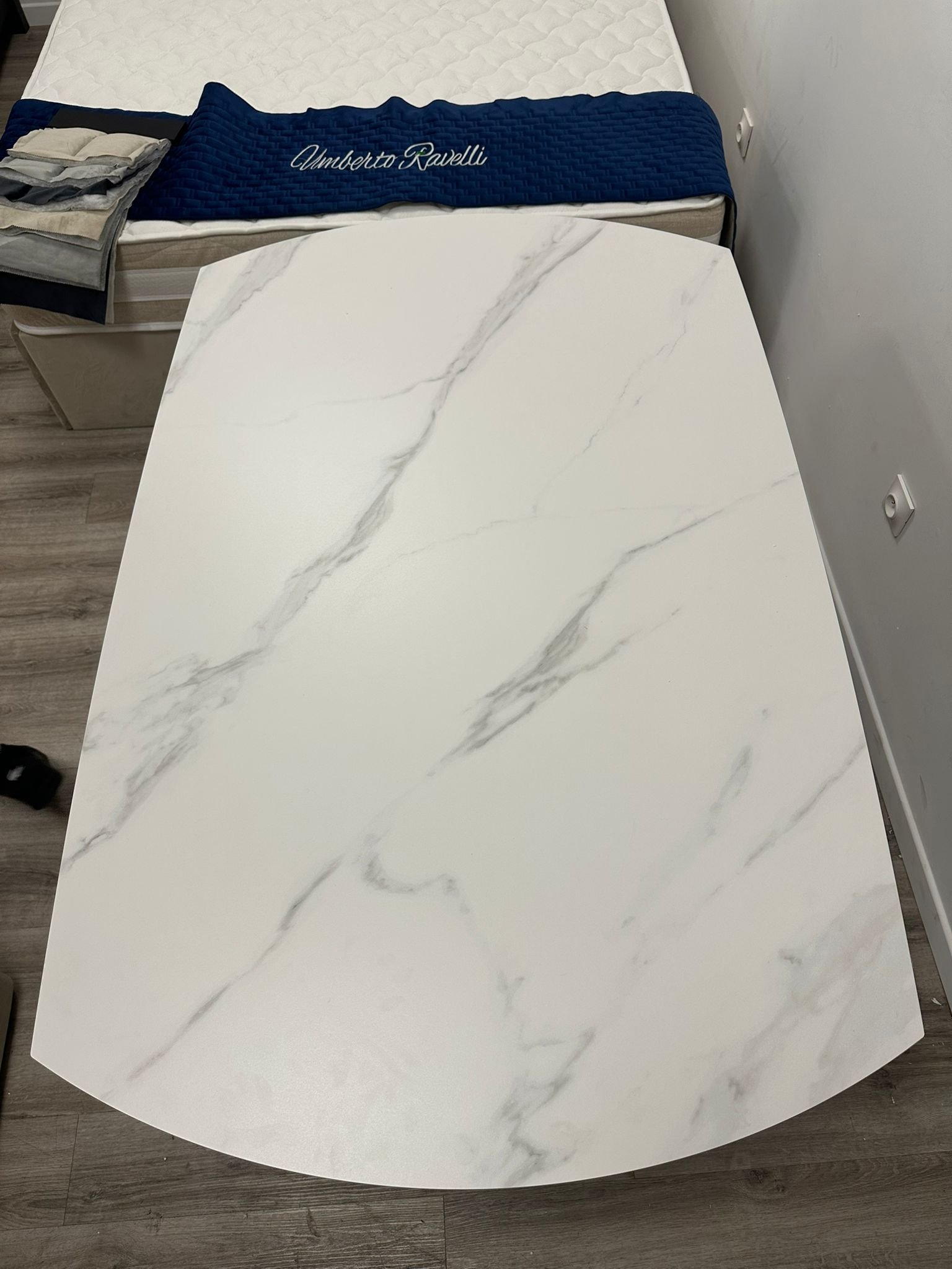 Table à Manger Extensible Céramique Effet Marbre Blanc