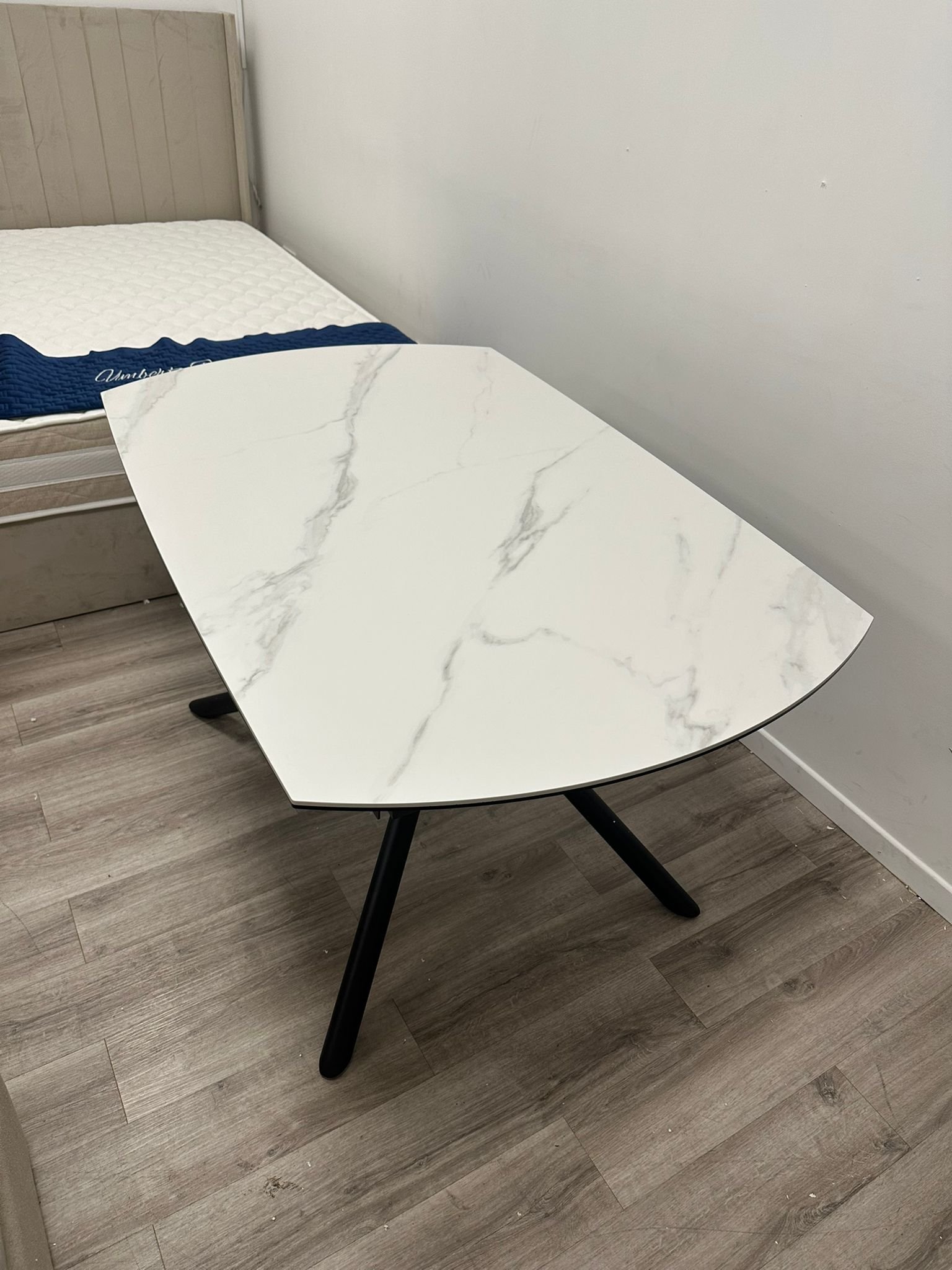 Table à Manger Extensible Céramique Effet Marbre Blanc